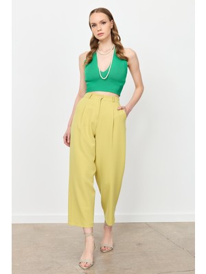 Accort Beli Lastikli Relax Pantolon-Y.yeşili
