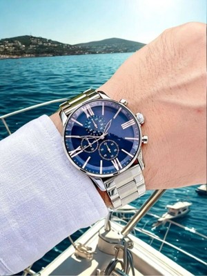 Leerybee Gümüş Renk Çelik Kordon Erkek Kol Saati Arkadaşa Sevgiliye Hediye Doğum Günü Babaya Abiye