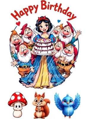 Telaşe Memuru Pamuk Prenses Pasta Süsü - Pasta Resmi ve Baskısı - Pamuk Prenses Doğum Günü Yenilebilir Kağıt 1