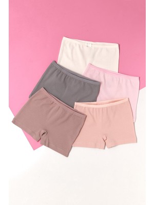 Katia & Bony Kız Çocuk Basic Ripli 5'li Paket Boxer Çok Renkli