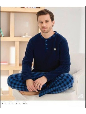 Pijamoni Erkek Düğme Yaka Kışlık Polar Pijama Takımı 6100/10,1 - 1 Adet