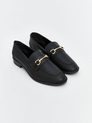 LC Waikiki Deri Görünümlü Metal Aplike Detaylı Kadın Loafer AYAKKABI_8684684821094
