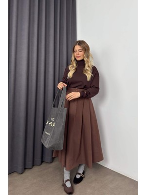 Sue Store Koyu Kahve Merserize Boğazlı Premium Kazak