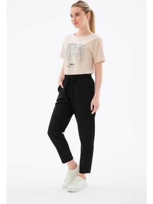 Fashion Friends Rahat Paçası Püsküllü Pantolon Siyah