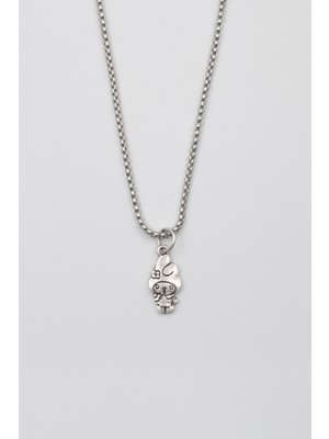 IDR Sanrio My Melody Kolye - Örme İthal Zincirli Unisex Gümüş Kaplama - 60 cm