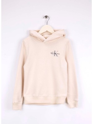 Calvin Klein Baskılı Kız Çocuk Ekru Sweatshırt IU0IU00266PGB
