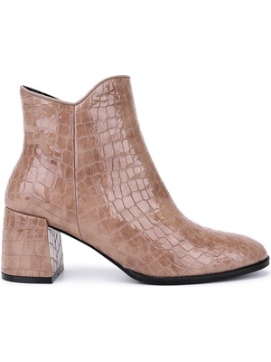 Tamer Tanca Kadın Hakiki Deri Vizon Klasik Bot 33 17020 Bn Bot SK25-26 Vızon Kroko Rugan