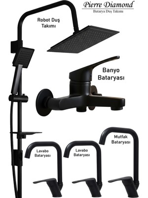 Tesitay Mutfak Lavabo Banyo Bataryası Robot Duş Takımı Aksesuarlar Beyaz Siyah Krom