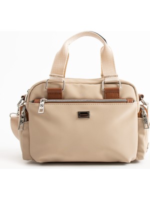 Sanmorris Kadın Çok Gözlü Siyah Vizon Garnili Suni Deri Çapraz Askılı El ve Omuz Çantası S-1422