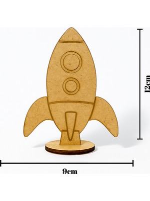 Kidose Ahşap Tasarım Roket Kit - Roket Tasarım Seti - Boyanabilir Roket - 5'li Demonte Set