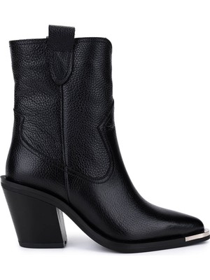 Tamer Tanca Kadın Hakiki Deri Siyah Floter Klasik Bot 33 20010 Bn Bot SK25-26 Sıyah Floter