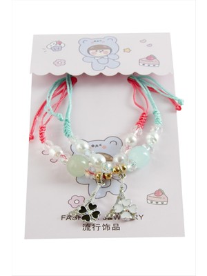 Fantastik Store 2 Adet Yonca Zirkon Taşlı Lüks Ip Bileklik