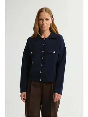 Love My Body Cep Detaylı Triko Hırka Lacivert 134L9640000