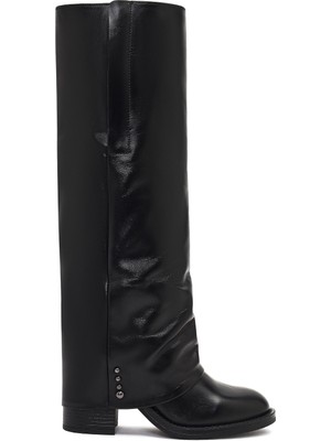 Derimod Kadın Siyah Kalın Topuklu Deri Çizme 25WFD185918