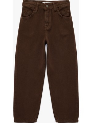 Koton Pamuklu Rahat Kesim Cepli Normal Paça Denim Pantolon