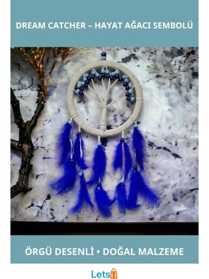 Letsii Rüya Kovan Hayat Ağacı Dream Catcher 57 cm Uzunluk 22 cm En