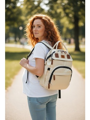 Disanuva Anne Bebek Bakım Sırt Çantası 3 Termal Gözlü Puset Askı Aparatlı Islak Mendil Cepli Alt Açma Minderi ve Anahtarlık Hediyeli Su Geçirmez Kumaş