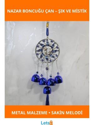 Letsii Metal Nazar Boncuğu Çan Dekoratif Huzur Verici Aksesuar