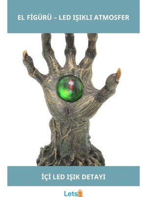 Letsii Polyester El Tasarımı Içi LED Işıklı Korku Temalı Dekoratif Figür