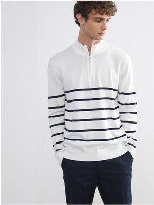 LC Waikiki Izr Yeni Sezon Dik Yaka Çizgili Erkek Triko KAZAK_8684686259413