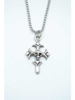 IDR Kuru Kafa Haç Gümüş Kaplama Örme Zincir Kolye