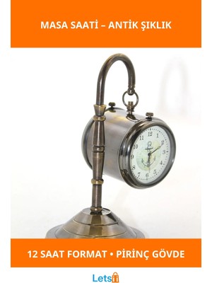 Letsii Pirinç Masa Saati Şık Tasarım Antik Denizci Stil