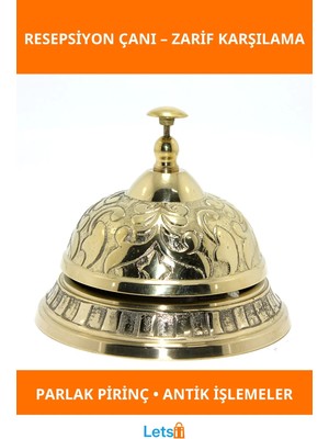 Letsii Parlak Altın Renkli Pirinç Resepsiyon Çanı Antik Tasarım