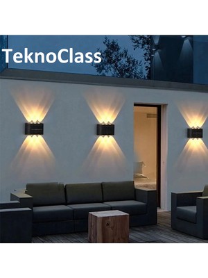 Canderel 2 Adet Modern 6 Ledli Solar Çift Taraflı Aplik Güneş Enerjili Duvar Aydınlatma Lambası