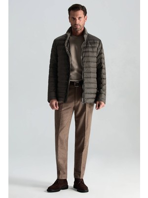 Hemington Kaz Tüyü Dolgulu Kahverengi Ince Spor Mont