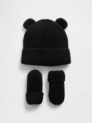 Gap Bebek Siyah CashSoft Ayı Bere & Eldiven Set