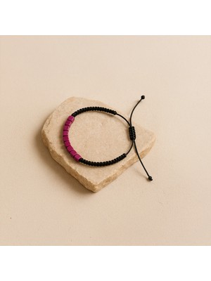 Tuffy Design Mor Turkuaz Doğal Taş Makrome Örgülü Bileklik