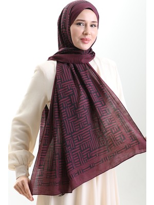 Karaca Doğal Elyaf Şal 82008-01 Mürdüm Siyah