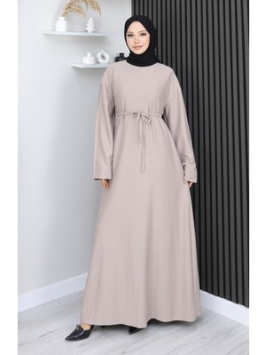 Oysho Kumaş Kuşaklı Elbise 2165-04 Bej