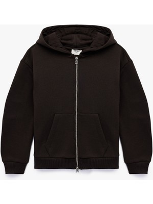 Koton Uzun Kollu Cepli Basic Fermuarlı Kapşonlu Sweatshirt