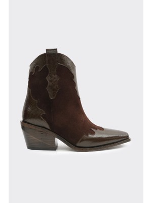 Derinet Hakiki Deri Fermuarlı Kadın Bot