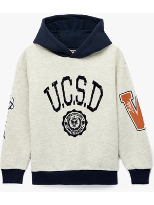 Koton Uzun Kollu Baskılı Kapşonlu Sweatshirt