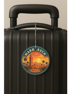 Nurdic Marrakech Desenli Uv Baskılı Pleksi Bavul Etiketi Seyahat Tatil Valiz Etiketi