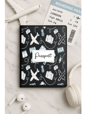 Nurdic Tüm Ülke Pasaportları Için Siyah Vinleks Deri Pasaport Kılıfı Kabı Travel