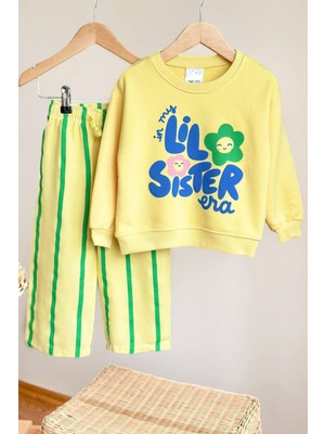 Miniğimin Cicileri Lil Sister Papatya  Detaylı Çizgi Detaylı Kız Çocuk 2 li takım - Sarı