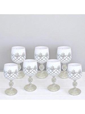 Kristal Market El Yapımı Kristal Ayaklı Dekoratif Sunumluk Kahve Yanı Likör Su Bardağı Takım 6'lı