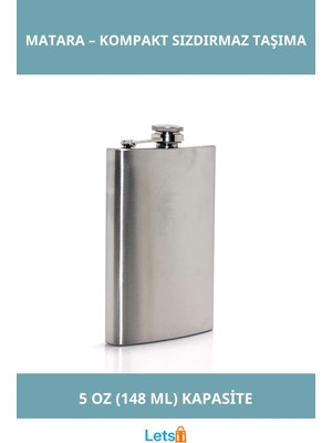 Letsii Paslanmaz Çelik Sızdırmaz Şık 5 Oz Tekli Matara