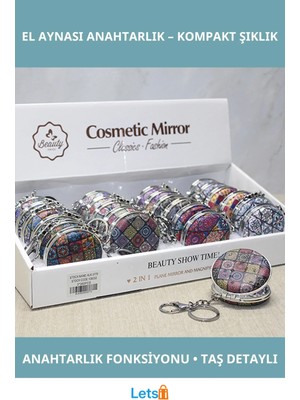 Letsii Taş Detaylı Zarif El Aynası Anahtarlık