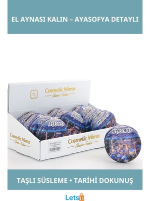 Letsii Taşlı Ayasofya Tasarımlı Kalın El Aynası