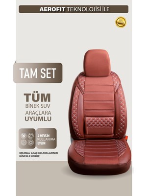 ACK Store Fiat Punto Uyumlu Yarı Deri Oto Koltuk Kılıfı Ön/arka Set Neta Seri Tarçın