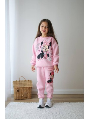 Narin Kids Çizgi Karakter Detaylı 3 Ip Şardonlu Kışlık Kız Çocuk Alt Üst Takım