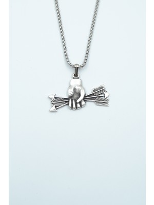 IDR Ok Tutan El Gümüş Kaplama Örme Zincir Kolye