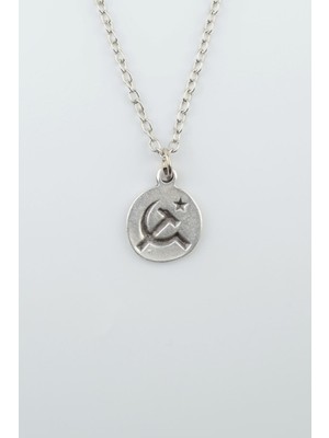 IDR Minimal Orak Çekiç Gümüş Kaplama Düz Zincir Kolye