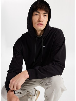 Mustang Kapüşon Yaka Siyah Erkek Sweatshırt M5WM-SWT1515