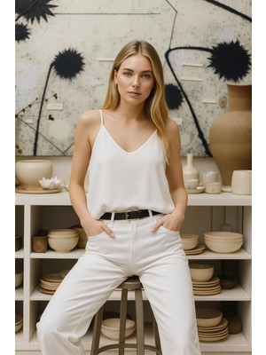 Fashion Friends Askılı Bluz Natural