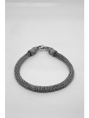 Oya Silver Vintage Örgü Erkek Gümüş Bileklik